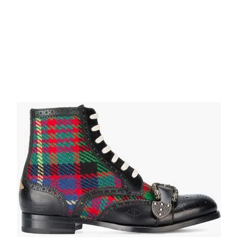 gucci queercore laced buckle boot plaid|Shop Gucci Queercore Mary Jane Brogue Boots .